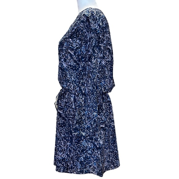 Rebecca Taylor - Block Print, Long Sleeve, Floral Mini Dress - Size 0, Blue - Picture 11 of 17
